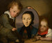 Self-portrait with mother and little sister - Carl Heine — artwork view