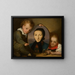 Self-portrait with mother and little sister - Carl Heine — framed artwork on a wall