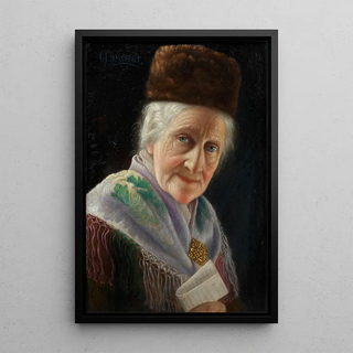 Reproduction of the painting Portrait of an old lady with a fur hat - Carl Heuser