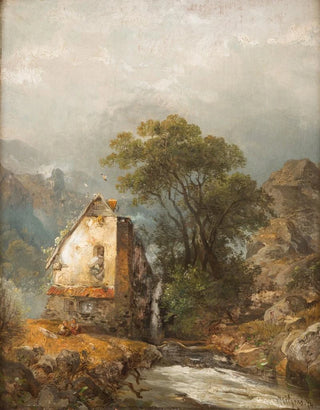 Moulin au bord d'un ruisseau - Carl Hilgers — artwork view