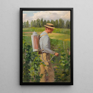 Vigneron dans le vignoble - Carl Johann Peyfuss — framed artwork on a wall
