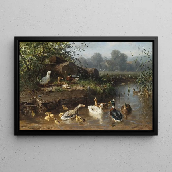 Canards au ruisseau - Carl Jutz — framed artwork on a wall