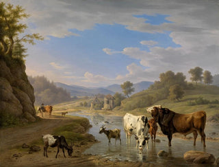 Vue de Geroldsau près de Baden-Baden avec des animaux - Carl Kuntz — artwork view
