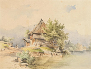 Cabin in Wood by the Lake - Carl Lafitte — artwork view