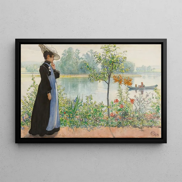 Karin au bord de la mer - Carl Larsson — framed artwork on a wall
