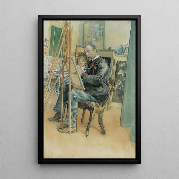 Image miroir avec Brita - Carl Larsson — framed artwork on a wall