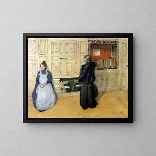 Mother and Daughter - Carl Larsson — framed artwork on a wall