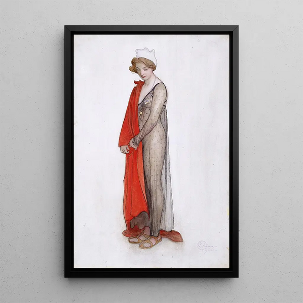 Red and Black Painting - Carl Larsson — framed artwork on a wall