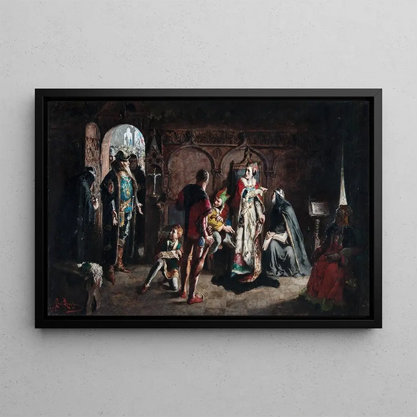 Sten Sture the Elder frees the Danish queen captive Kristina from Vadstena Monastery - Carl Larsson — framed artwork on a wall