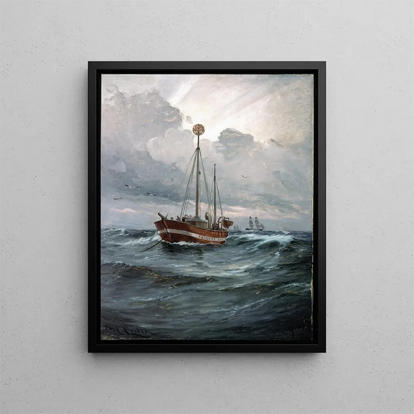 The Skagen Reef Lighthouse - Carl Locher — framed artwork on a wall