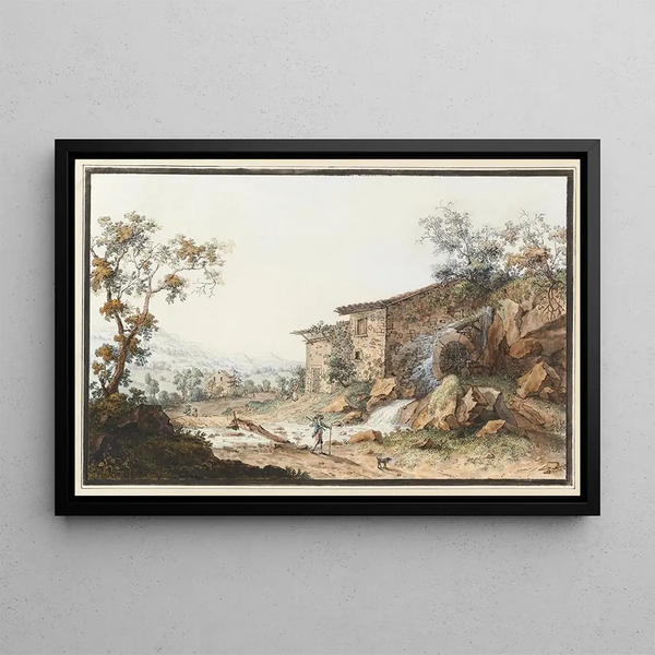 Vue d'un Moulin en Savoie - Carl Ludwig Hackert — framed artwork on a wall