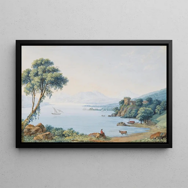 At Lake Annecy - Carl Ludwig Hackert — framed artwork on a wall