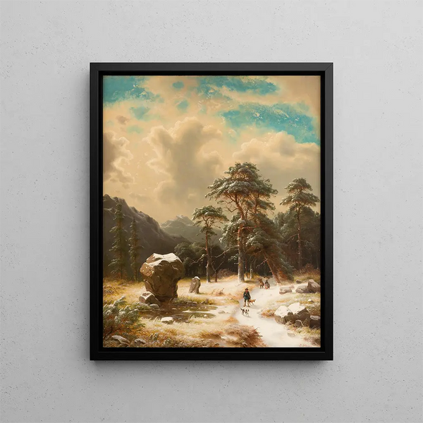 Winter Atmosphere Painting - Carl Ludwig Scheins — framed artwork on a wall