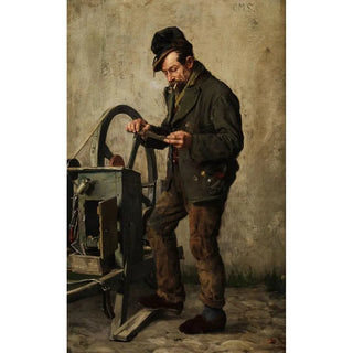 Reproduction of the painting The Sharpener - Carl Maria Seyppel