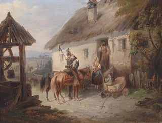 Austrian Uhlans painting in front of a farm - Carl Martin Ebersberg — artwork view