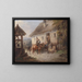 Austrian Uhlans painting in front of a farm - Carl Martin Ebersberg — framed artwork on a wall