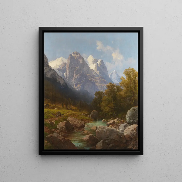 The Painter in the Mountains - Carl Millner — framed artwork on a wall