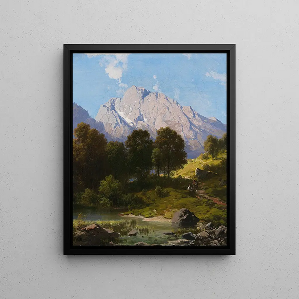 Summer Mountain Landscape Painting - Carl Millner — framed artwork on a wall