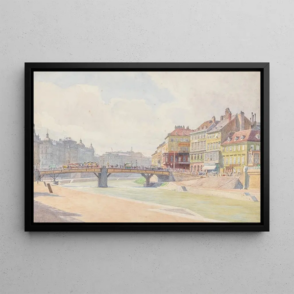 Pont Ferdinand in Vienna - Carl Müller — framed artwork on a wall