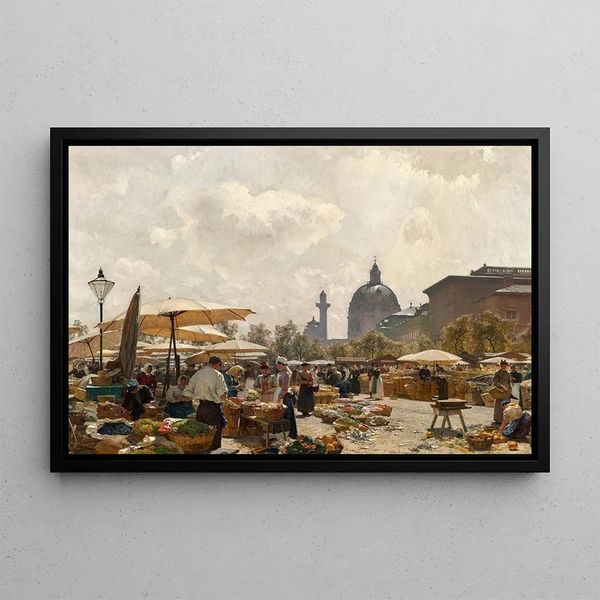 The Naschmarkt in Vienna - Carl Moll — framed artwork on a wall