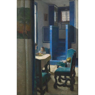 Salon painting in the house on Hohe Warte - Carl Moll — framed artwork on a wall
