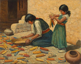Corn drying painting - Carl Moon — artwork view