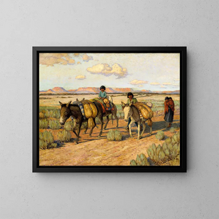 Return Home with the Harvest - Carl Moon — framed artwork on a wall