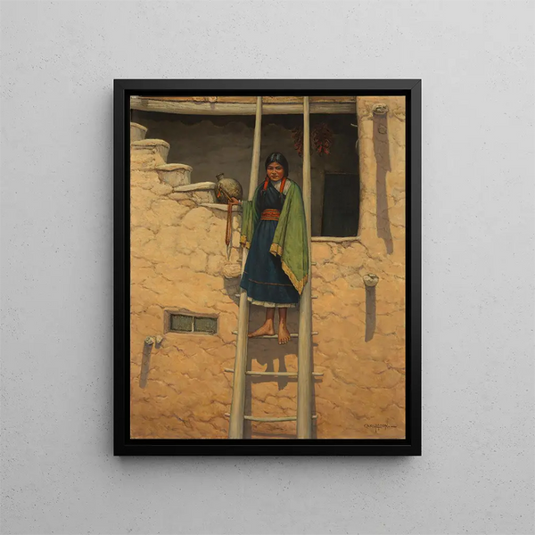 Hopi Staircase Painting - Carl Moon — framed artwork on a wall