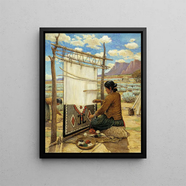 Navajo Weaver Painting - Carl Moon — framed artwork on a wall