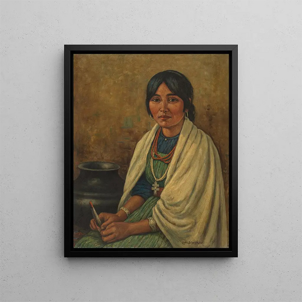 Woman of Taos - Carl Moon — framed artwork on a wall