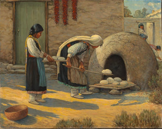 Women Baking Bread - Carl Moon — artwork view