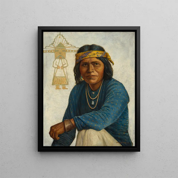 Zuni Man Painting - Carl Moon — framed artwork on a wall