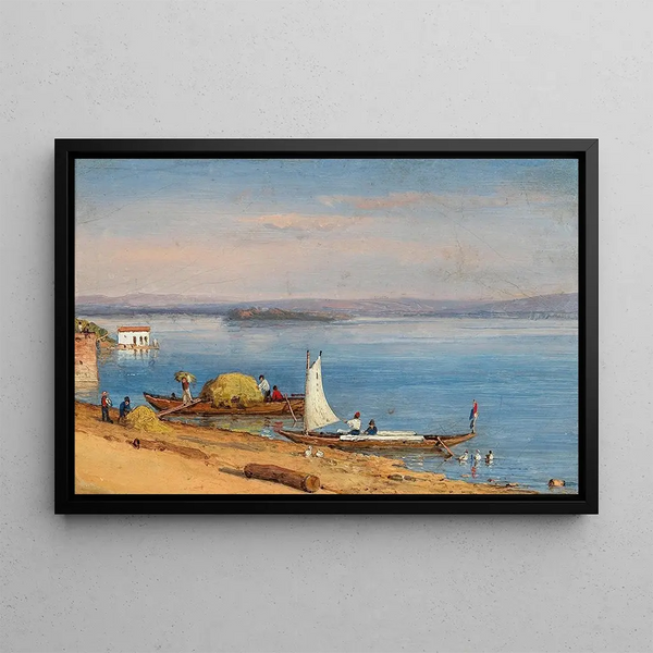 View of Rüdesheim am Rhein - Carl Morgenstern — framed artwork on a wall