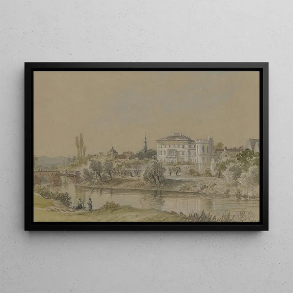Maison Metzler at Bonames near Frankfurt - Carl Morgenstern — framed artwork on a wall
