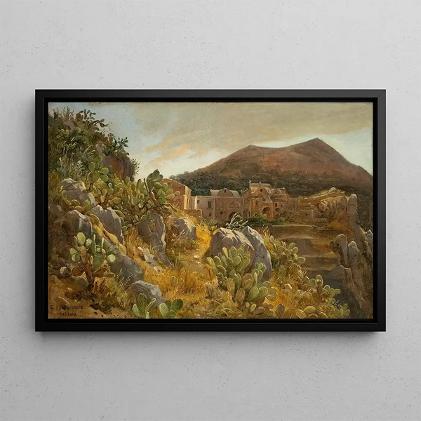 Hill of Opuntias in Capri - Carl Morgenstern — framed artwork on a wall