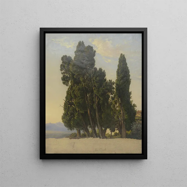 Cypress in the Villa d'Este Park - Carl Morgenstern — framed artwork on a wall