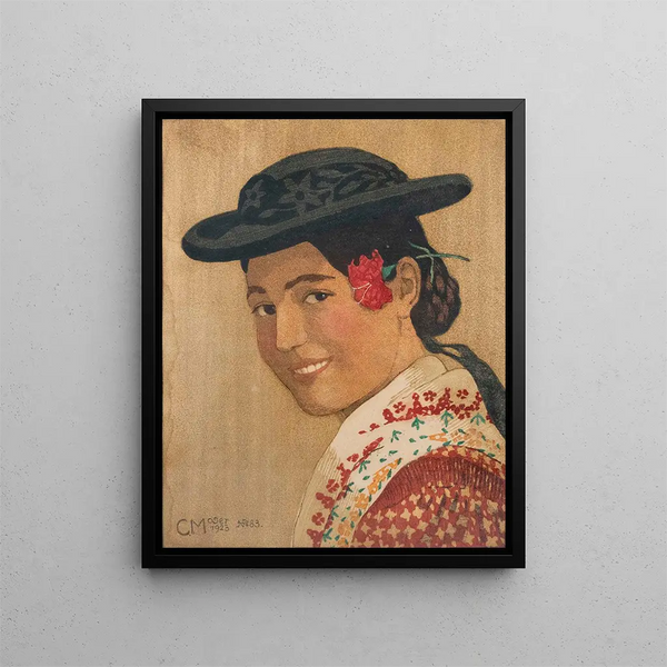 Tyrolean Peasant Painting - Carl Moser — framed artwork on a wall