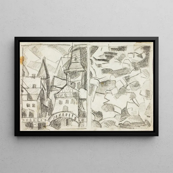 City Scene Abstract Painting - Carl Newman — framed artwork on a wall