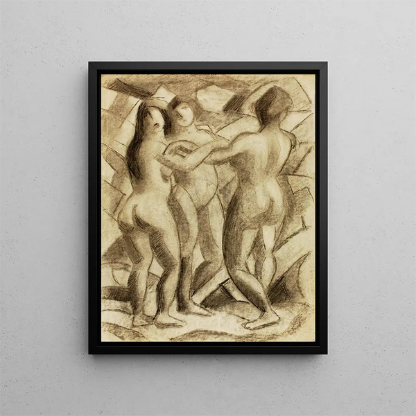 Group of three female nudes - Carl Newman — framed artwork on a wall
