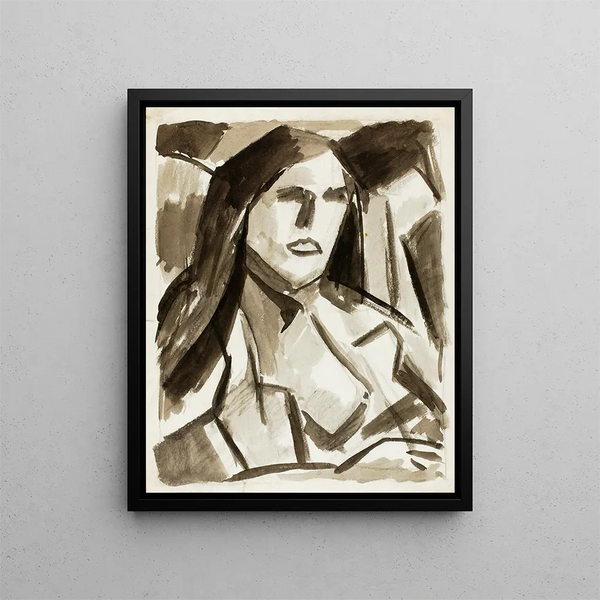 Head of Woman - Carl Newman — framed artwork on a wall