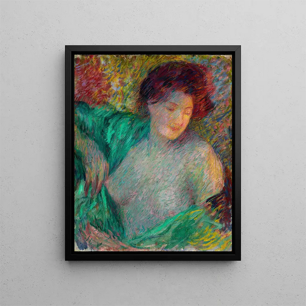 Head of a young girl turned to her left - Carl Newman — framed artwork on a wall