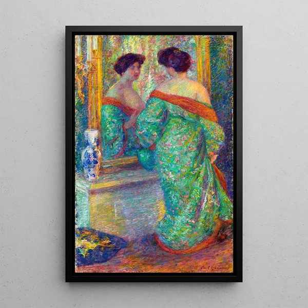 Dame reflétée dans le miroir - Carl Newman — framed artwork on a wall