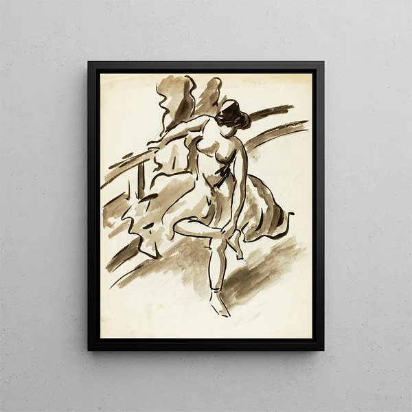 Dancing girl standing - Carl Newman — framed artwork on a wall