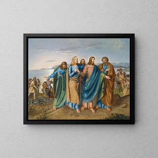 Jesus by the Sea of Galilee - Carl Oesterley — framed artwork on a wall