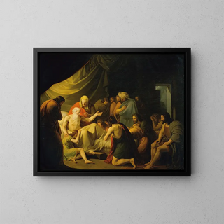 Jacob bénit les fils de Joseph - Carl Peter Goebel l'Ancien — framed artwork on a wall