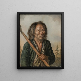 Portrait of a Tungu man - Carl Peter Mazer — framed artwork on a wall
