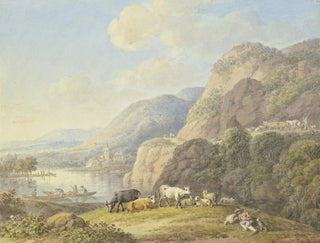 Mountain landscape painting with a lake - Carl Philipp Schallhas — artwork view