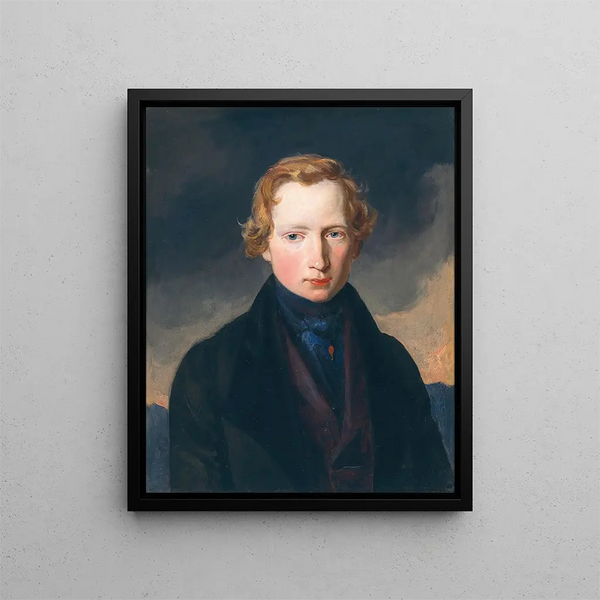 Portrait Painting of Carl Jodocus Meyer, art dealer in Vienna - Carl Rahl — framed artwork on a wall