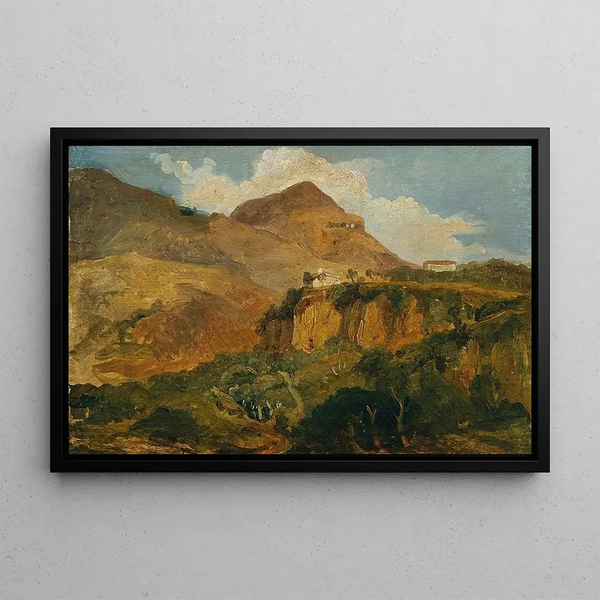 Mountainous Southern Landscape Painting - Carl Rahl — framed artwork on a wall