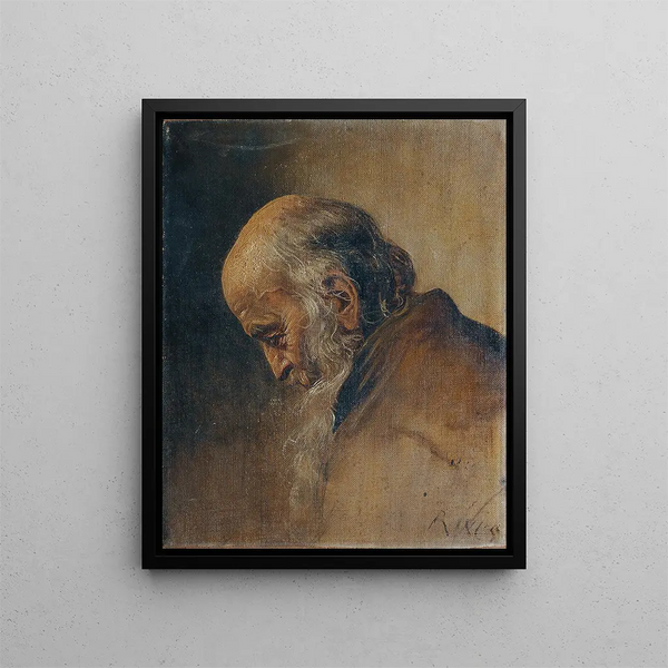 Study of an Old Man - Carl Rahl — framed artwork on a wall